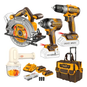 Llave De Impacto + Taladro + Sierra Circular + Maleta Ingco Color Amarillo 50hz/60 Hz