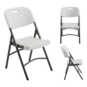 Silla Plegable De Plástico Y Acero Para Jardín Camping LG Color Blanco Blanco