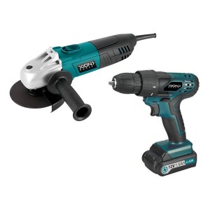 Pack Taladros Atornillador Inalambrico + Amoladora Xion Color Cyan