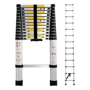Escalera Telescópica Extensible De Aluminio 13 Peldaños 3.2m