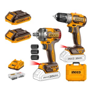 Kit Llave De Impacto 400 Nm+ Taladro Inalámbrico 52 Nm Color Amarillo