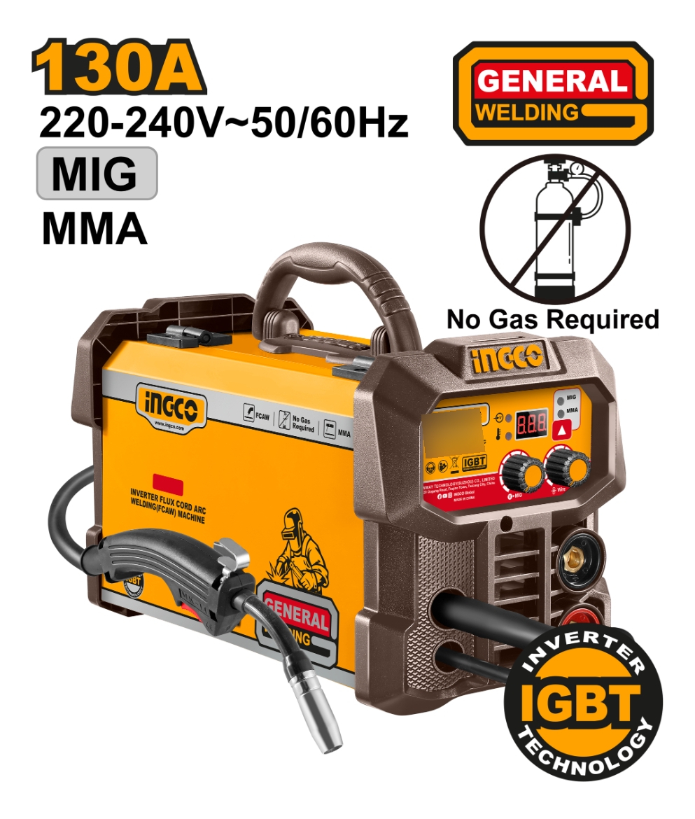 Soldadora Inverter Fcaw Mig/mma 130a 220-240v Ingco Fc13018 Naranja - Imagen 2