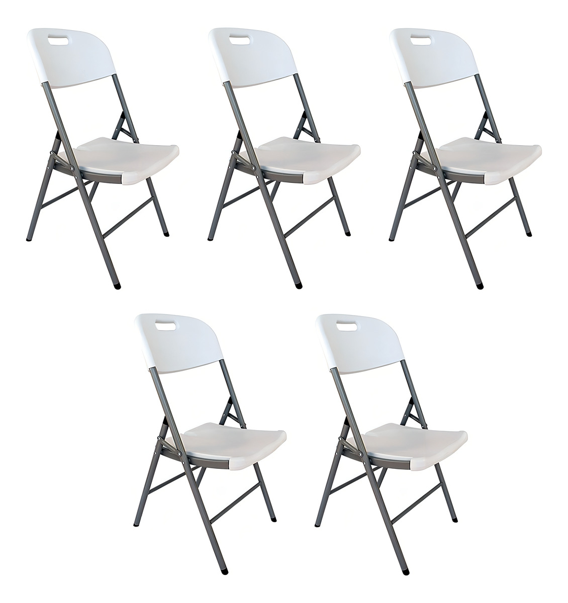 Silla Plegable Linium Set De 5 Plástico Resistente Color Blanco
