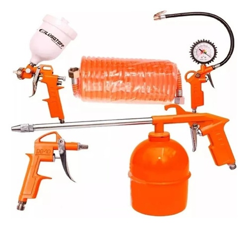 Juego Compresor Lüsqtoff Para Pintar - Kit 5 Piezas Color Negro Naranja