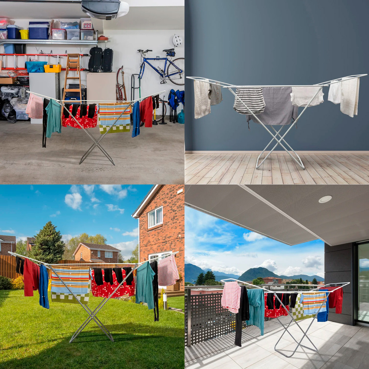 Tender Tendedero Plegable Extensible Con Alas Para Ropa 16 Varillas Gris - Imagen 4
