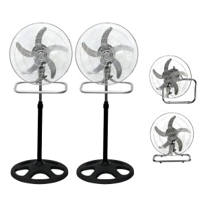 Pack X2 Ventiladores 3 En 1, 5 Aspas Metálicas, Black Mount, Estructura Negra Y Aspas Color Gris, Versátiles Y Potentes, Alta Calidad