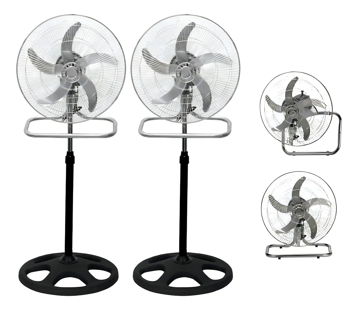 Pack X2 Ventiladores 3 En 1, 5 Aspas Metálicas, Black Mount, Estructura Negra Y Aspas Color Gris, Versátiles Y Potentes, Alta Calidad