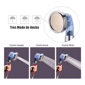 Ducha De Mano Azul Universal Importaciones Con Piedras Volcánicas Azul Transparente