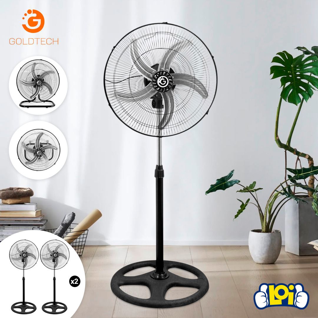 Pack X2 Ventiladores 3 En 1 Goldtech 5 Aspas Metálicas Negro Metal - Imagen 6