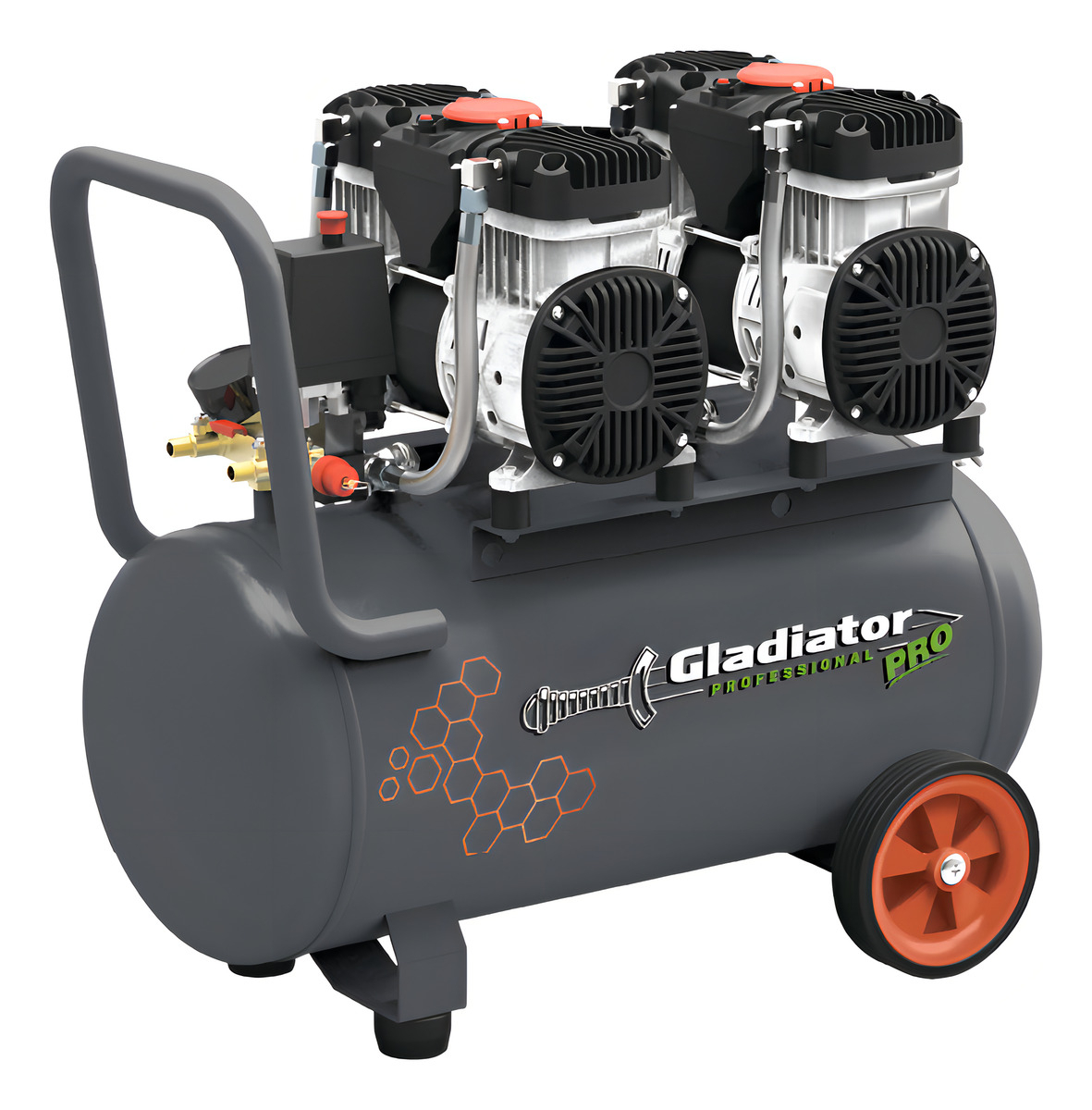 Compresor S/aceite 4hp 50lts.3000w Gladiator Pro Gris