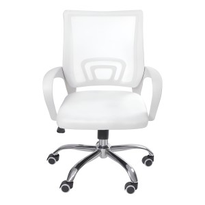 Silla De Escritorio Boxbit Tok Baixa Relax Rodízio Ergonómica Blanca Con Tapizado De Malla