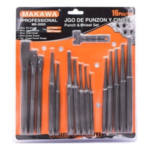 Juego De Punzon Y Cincel Makawa 16 Piezas Cromo Vanadio Mk-0065