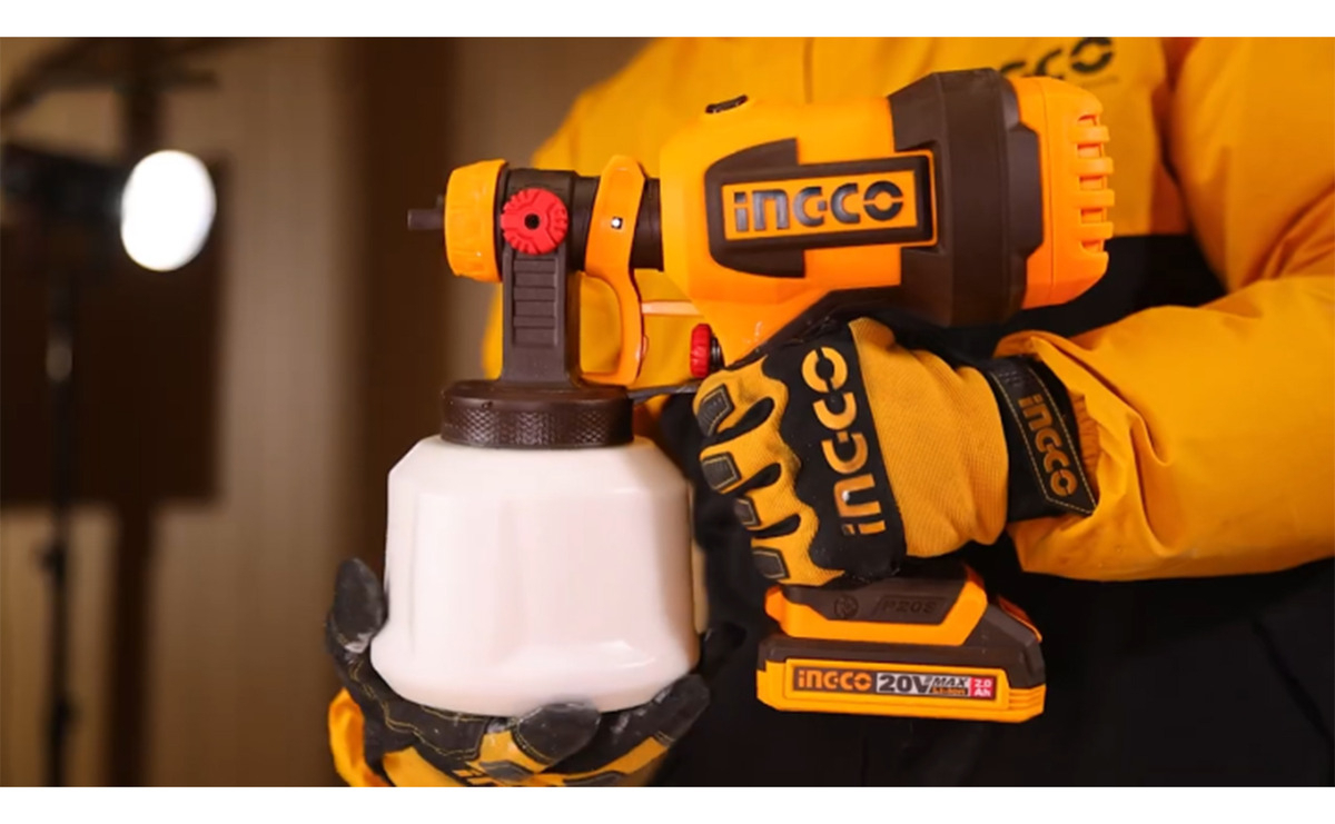 Pistola De Pintar Ingco 20v 800 Ml/min + Accesorios Amarillo Y Negro - Imagen 3