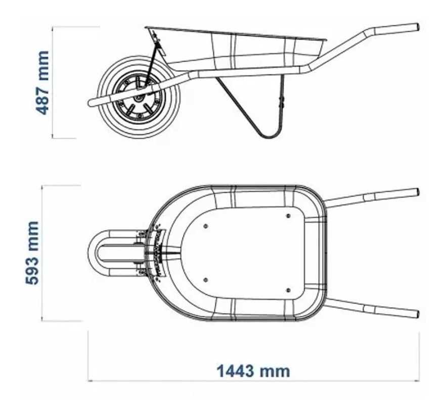 Carretilla De Mano Caja Redonda Reforzada 55 Lt + Obsequio! - Imagen 2