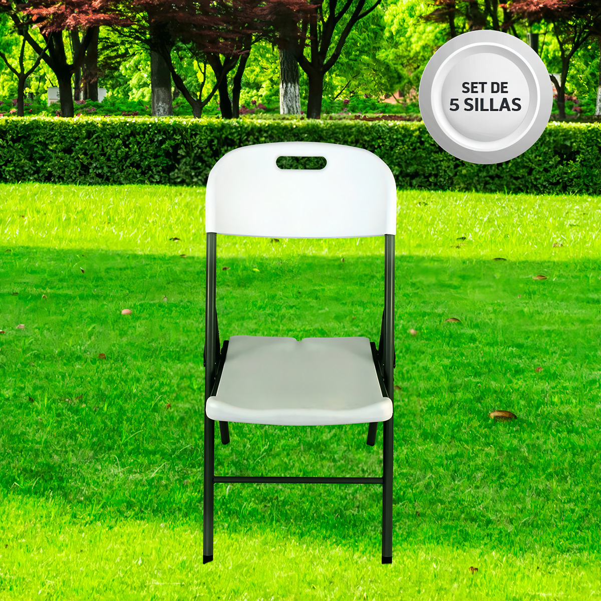 Silla Plegable Linium Set De 5 Plástico Resistente Color Blanco - Imagen 4