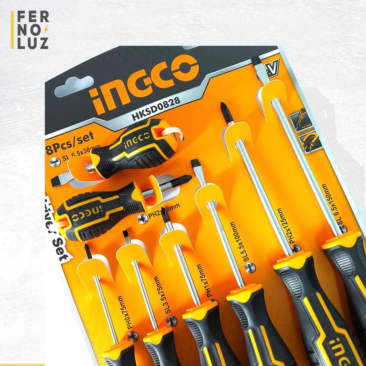 Set 8 Destornilladores Ingco Hksd0828 Indust Imantado - Imagen 4