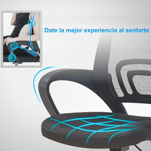 Silla De Oficina Ergonómica Giratoria Tcweb Mesh Negra Con Apoyabrazos Negro Malla - Imagen 7