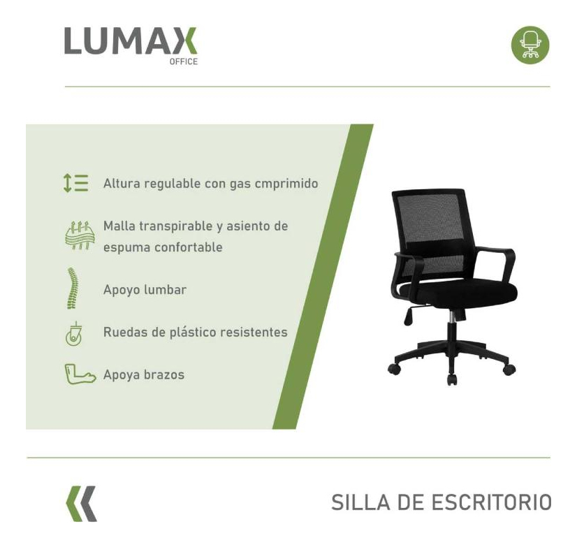 Silla De Escritorio Oficina Ryan Negro - Imagen 2