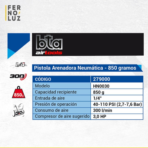 Pistola Arenadora Neumatica Gravedad Bta Profesional 279000 - Imagen 4