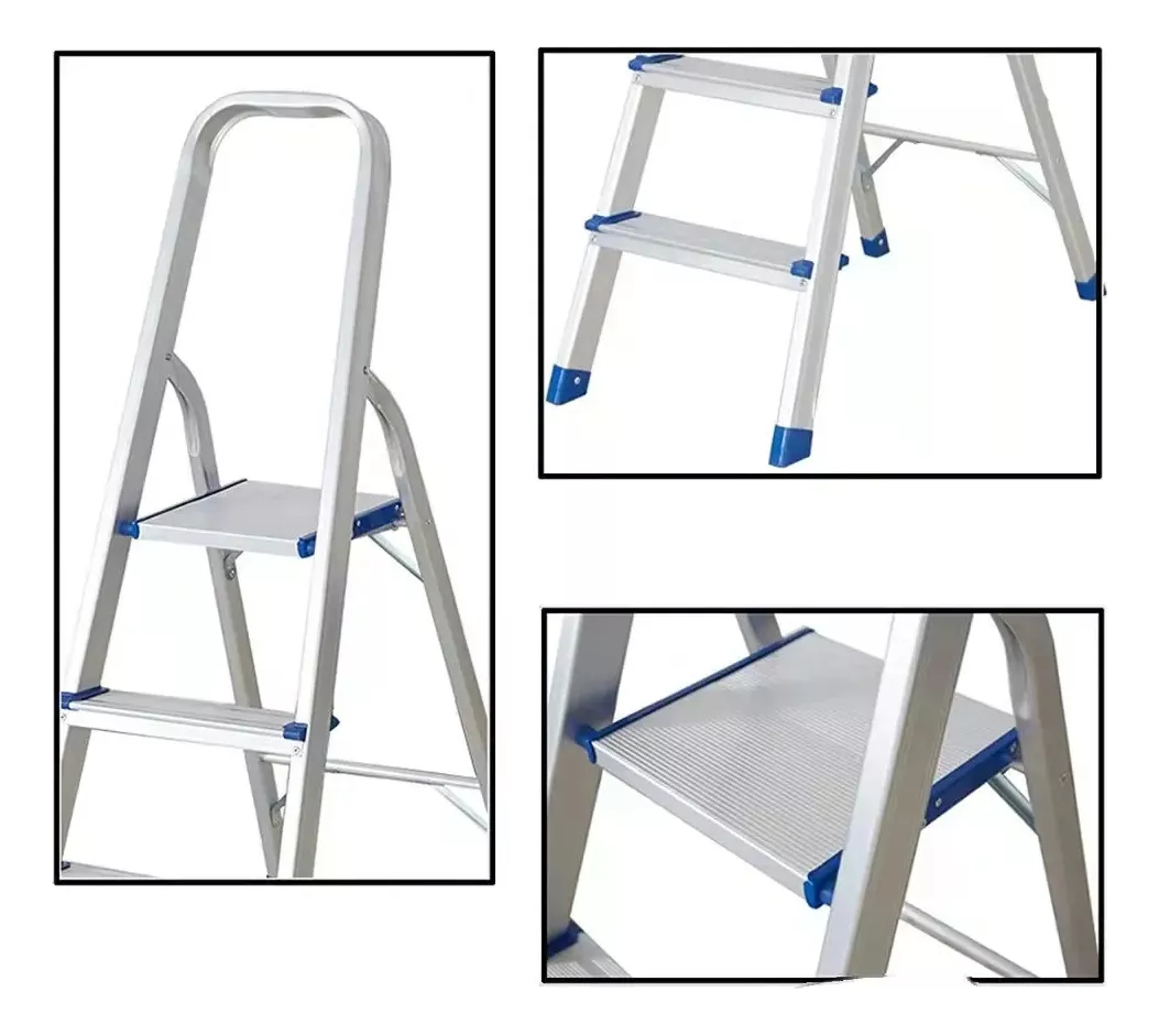 Escalera Doméstica Aluminio 3 Escalones Plegable The Kitchen 1.17m Plateado - Imagen 6