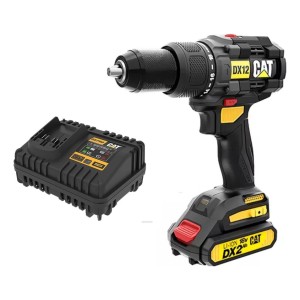 Taladro Inalámbrico 18 V Atornillador Percutor Brushless Cat Caterpillar Dx12 B Con Bateria De 2 Ah Y Cargador Amarillo