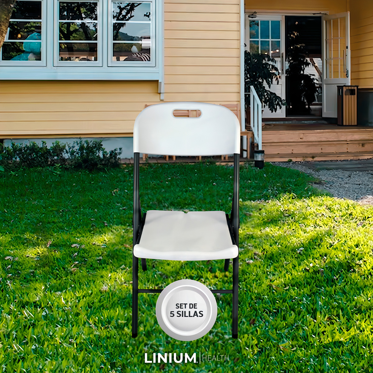 Silla Plegable Linium Set De 5 Plástico Resistente Color Blanco - Imagen 6