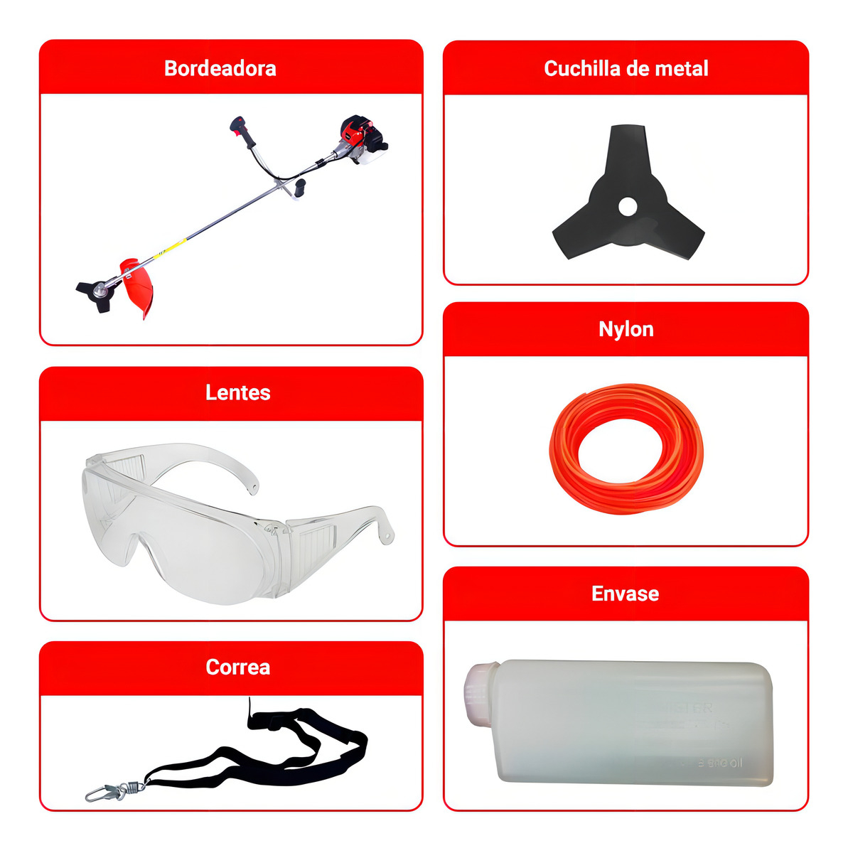 Desmalezadora Bordeadora Nappo Nafta 52cc Lentes Correa - Imagen 3