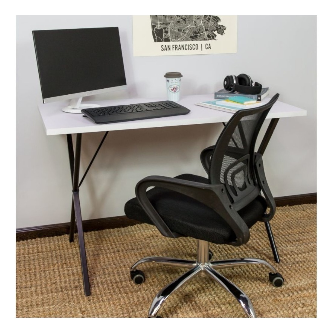 Silla Operativa Tcweb Negra Ergonómica Giratoria Con Respaldo Reclinable Negro Malla - Imagen 5