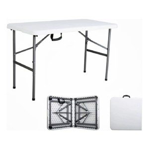 Mesa Plegable Tipo Valija 120 Cm Blanca Blanco