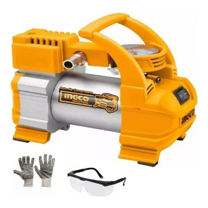 Mini Compresor P/ Auto 12 Volt Ingco Aac1408 140psi.hnt Color Amarillo/gris