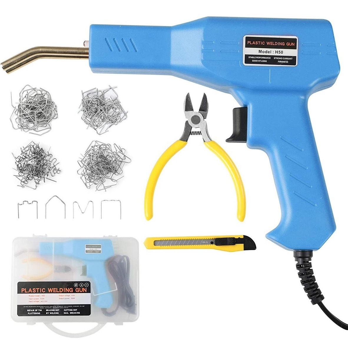 Máquina Pistola De Soldar Grapadora De Plástico Caliente Color Azul