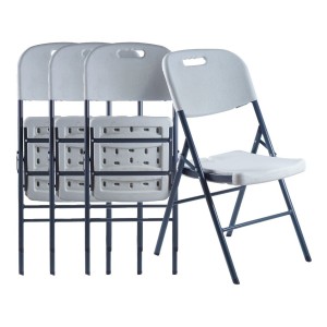 Loomber Pack 4 Silla Plegable De Plástico Color Blanca Blanco Liso