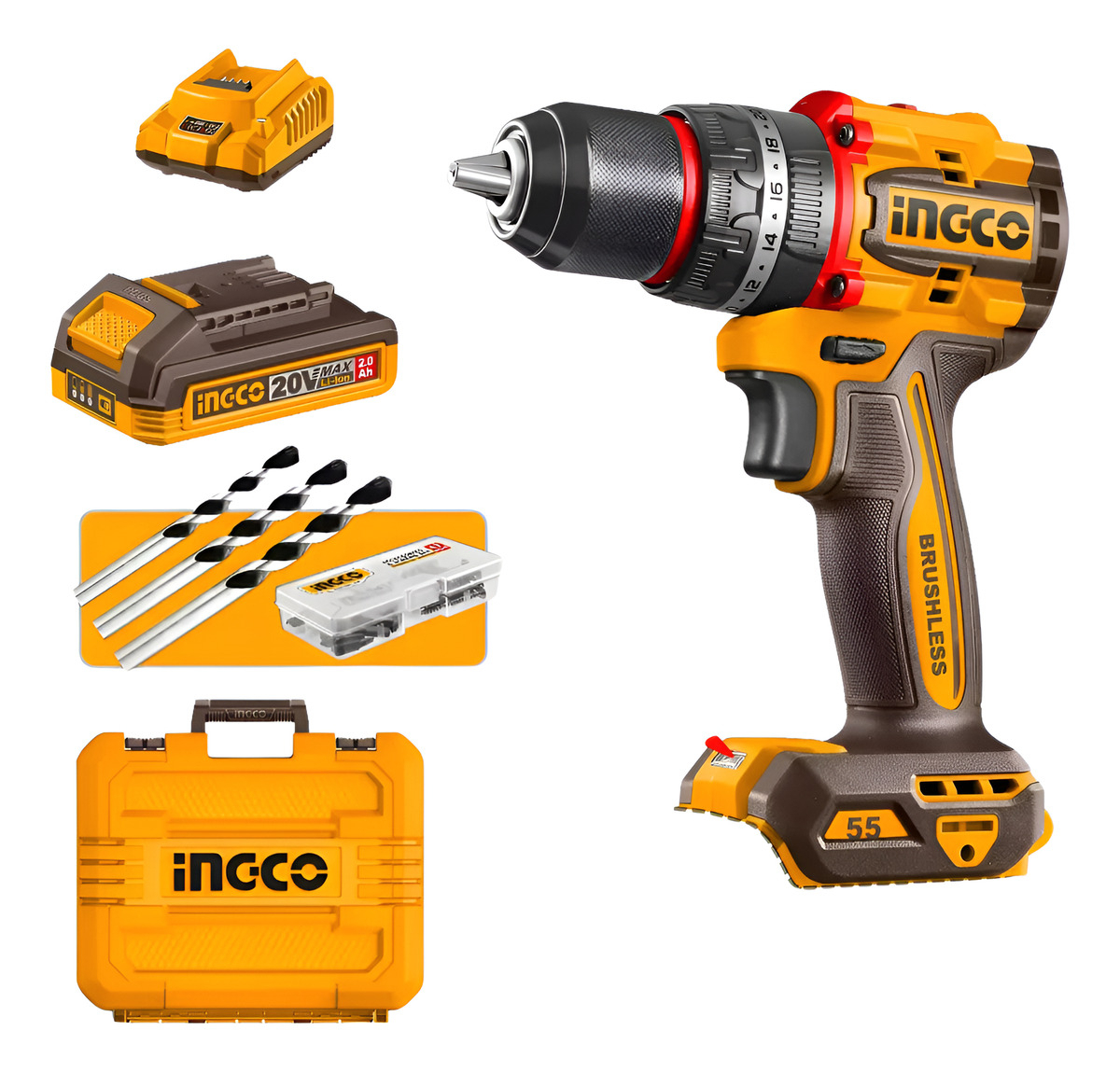 Atornillador Percutor Compact P20s Ingco Cidli20558 Color Naranja Oscuro Frecuencia 50hz 60hz