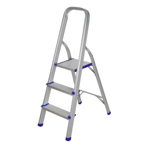 Escalera Doméstica Aluminio 3 Escalones Plegable The Kitchen 1.17m Plateado