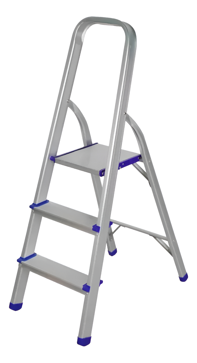 Escalera Doméstica Aluminio 3 Escalones Plegable The Kitchen 1.17m Plateado