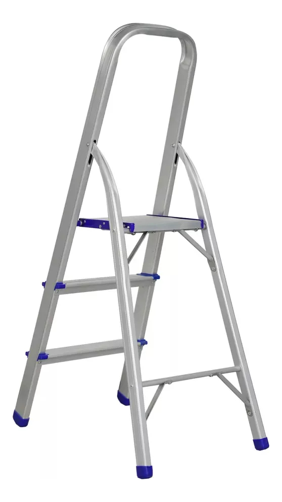 Escalera Doméstica Aluminio 3 Escalones Plegable The Kitchen 1.17m Plateado - Imagen 5