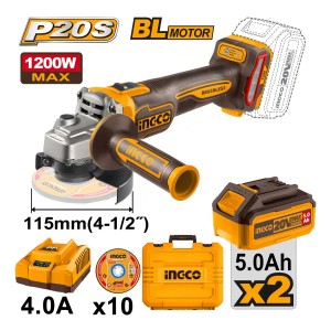 Amoladora 4 1/2 1200w Bat Y Carg Valija Ingco Cagli2211532 Color Amarillo Frecuencia 50hz/60hz