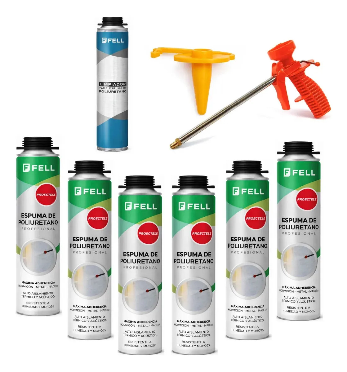 Kit 6 Espumas Poliuretano Proyectable C/pistola Y Limpiador