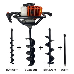 Perfurador De Solo Gasolina 52cc C/3 Brocas + Ext 60cm