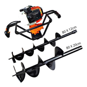 Perforadora De Suelo Profesional De Gasolina De 52 Cc Con 2 Taladros