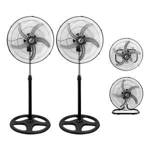 Pack X2 Ventiladores 3 En 1 Goldtech 5 Aspas Metálicas Negro Metal