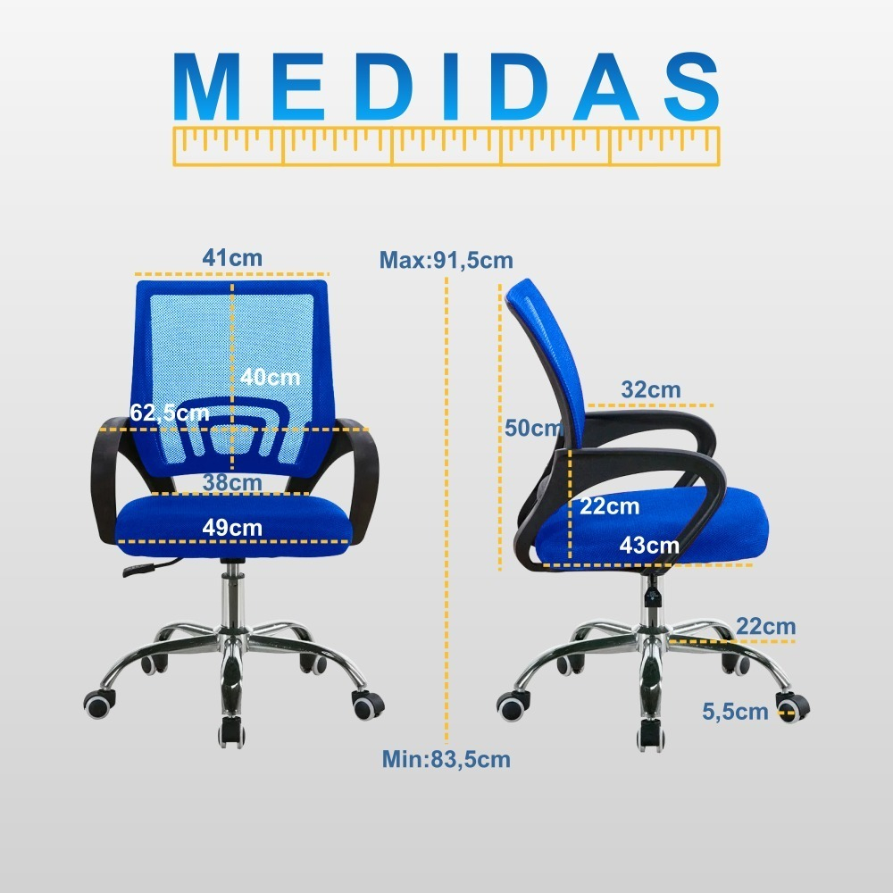 Silla Operativa Tcweb Negra Ergonómica Giratoria Con Respaldo Reclinable Negro Malla - Imagen 10