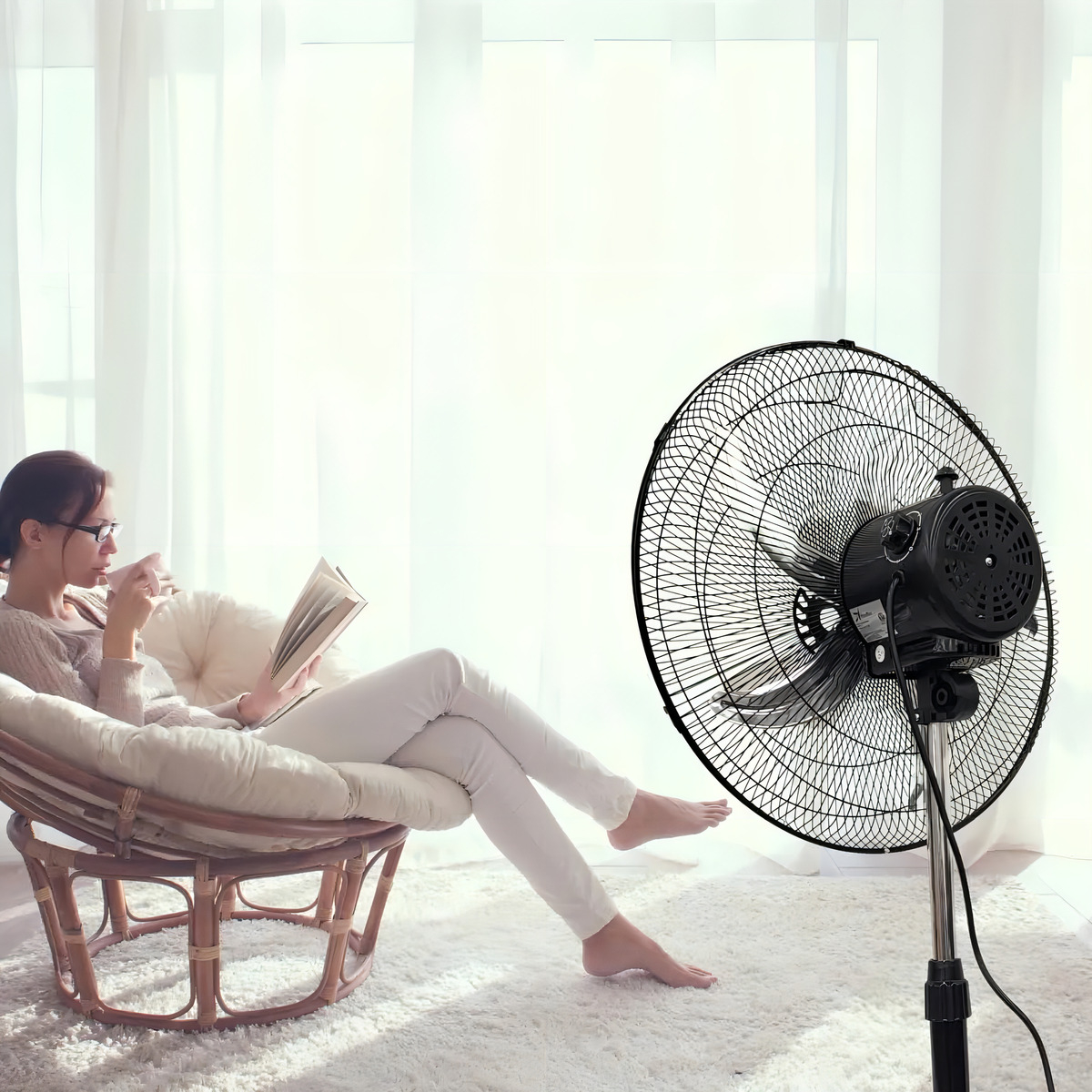 Pack X2 Ventiladores 3 En 1, 5 Aspas Metálicas, Black Mount, Estructura Negra Y Aspas Color Gris, Versátiles Y Potentes, Alta Calidad - Imagen 9