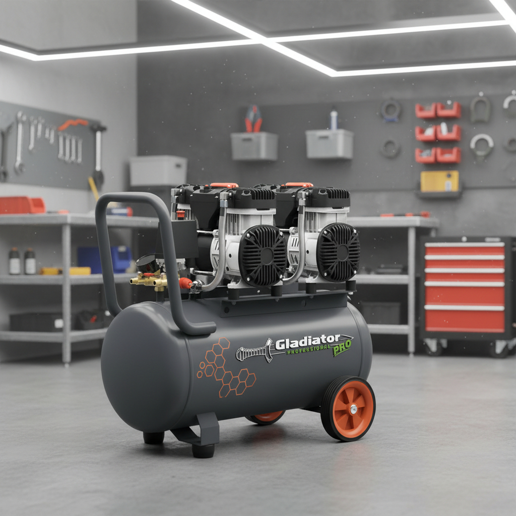 Compresor S/aceite 4hp 50lts.3000w Gladiator Pro Gris - Imagen 2