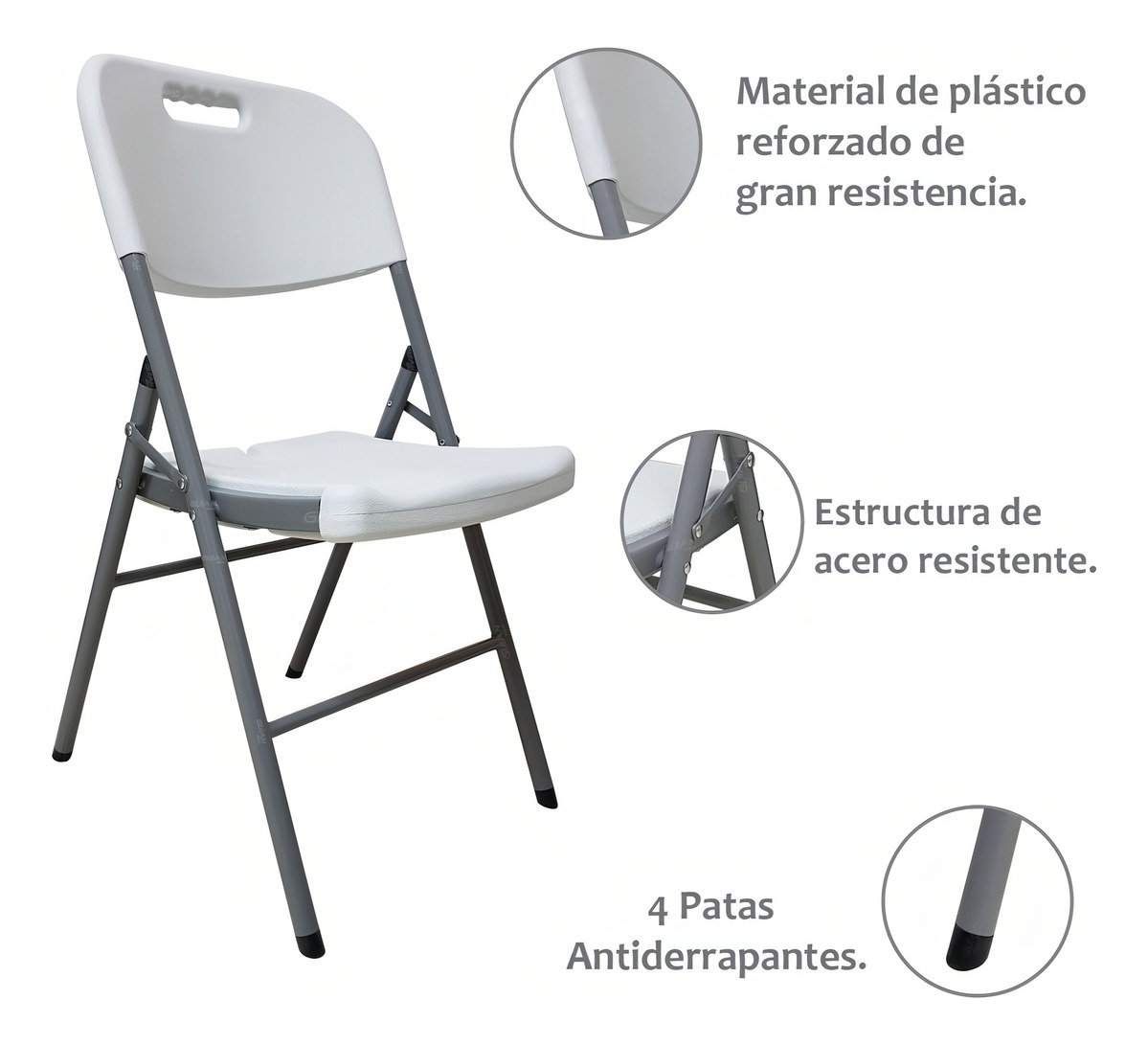 Silla Plegable Blanca Bsens Blanco Jardín - Imagen 4