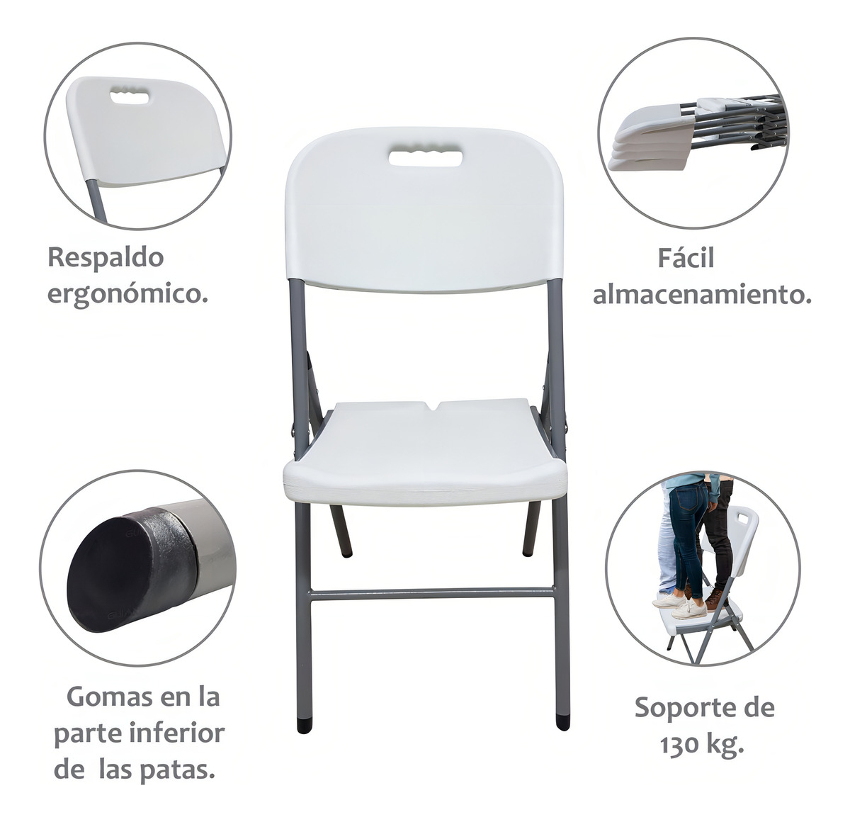 Silla Plegable Blanca Bsens Blanco Jardín - Imagen 5