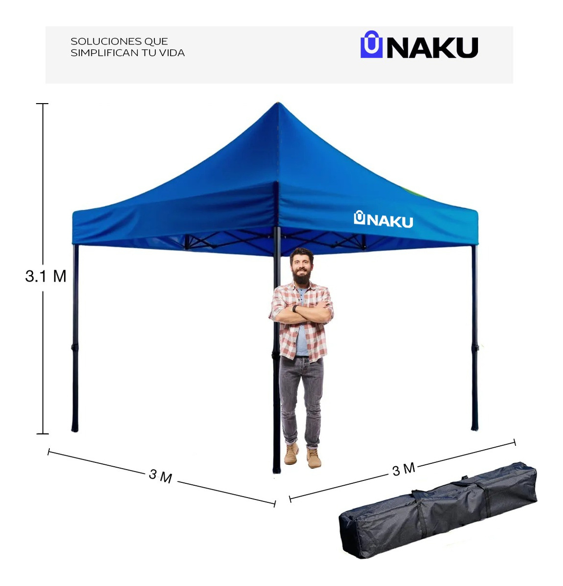 Gazebo Plegable 3x3 Impermeable Naku Azul De Alta Calidad - Imagen 9