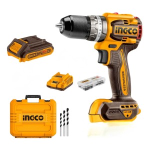 Taladro Percutor Atornillador Ingco 20v, Sin Carbones, 2 Bat Color Naranja Claro Frecuencia 20hz Amarillo 50 Hz