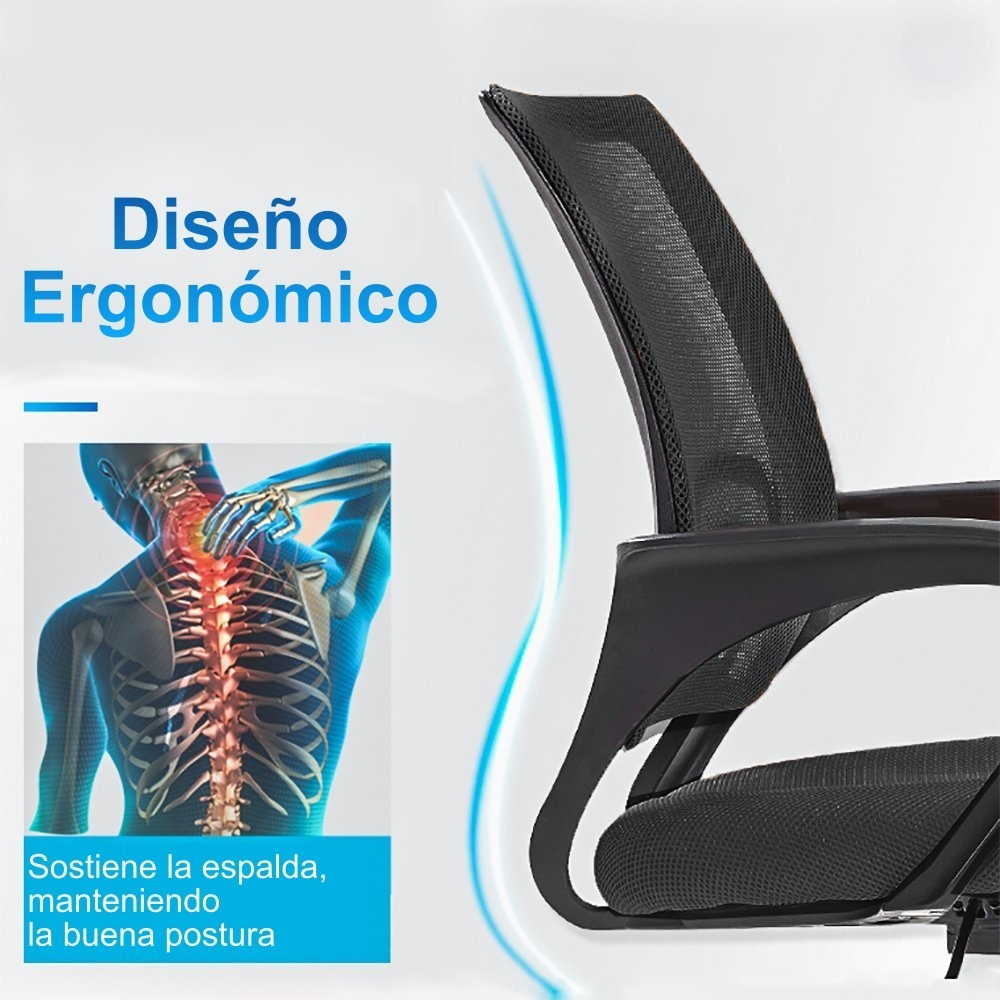 Silla De Oficina Ergonómica Giratoria Tcweb Mesh Negra Con Apoyabrazos Negro Malla - Imagen 3