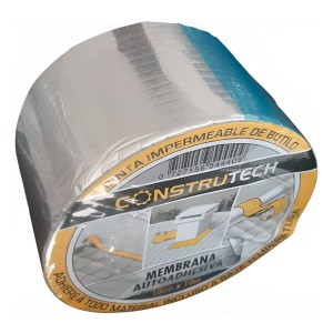Membrana Autoadhesiva De Butilo 10cm X 10mts Construtech Plateado